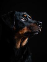 Rottweiler dog isolated on black background photo