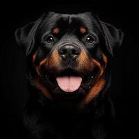 Rottweiler dog isolated on black background photo