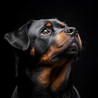 Rottweiler dog isolated on black background photo
