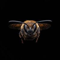 Bee isolated on black background photo