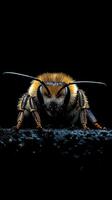 Bee isolated on black background photo