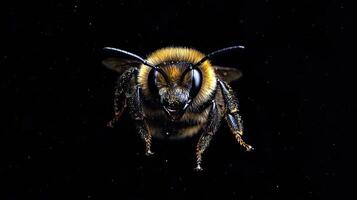 Bee isolated on black background photo