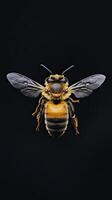 Bee isolated on black background photo