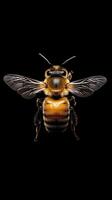 Bee isolated on black background photo