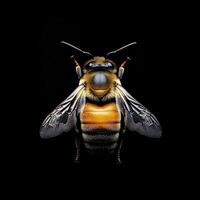 Bee isolated on black background photo
