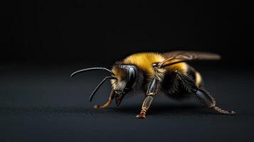 Bee isolated on black background photo