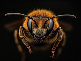 Bee isolated on black background photo