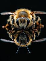 Bee isolated on black background photo