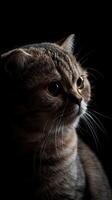 scottish fold cat isolated on black background photo