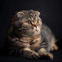 scottish fold cat isolated on black background photo