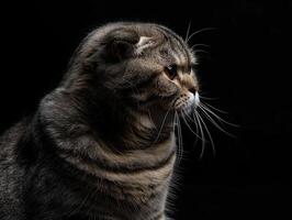 scottish fold cat isolated on black background photo