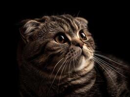 scottish fold cat isolated on black background photo