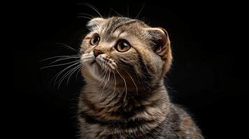 scottish fold cat isolated on black background photo
