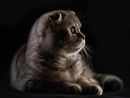 scottish fold cat isolated on black background photo