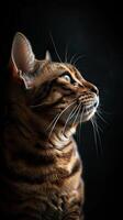 bengal cat isolated on black background photo