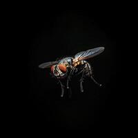 fly isolated on black background photo