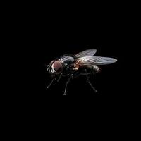 fly isolated on black background photo