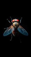 fly isolated on black background photo