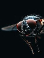 fly isolated on black background photo