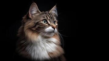 Norwegian Forest Cat isolated on black background photo