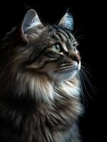 Norwegian Forest Cat isolated on black background photo