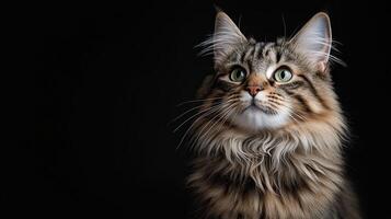 Norwegian Forest Cat isolated on black background photo