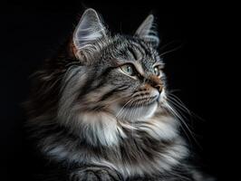 Norwegian Forest Cat isolated on black background photo