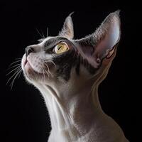 Cornish Rex cat isolated on black background photo