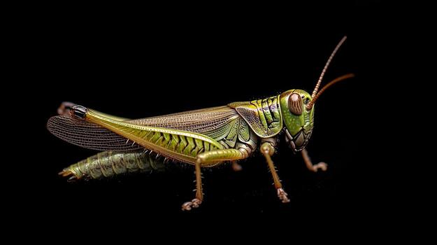 Grasshopper isolated on black background photo
