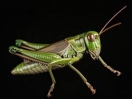Grasshopper isolated on black background photo