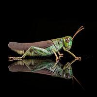 Grasshopper isolated on black background photo