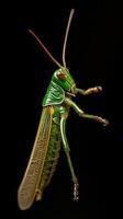 Grasshopper isolated on black background photo