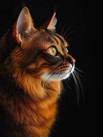 Somali Cat isolated on black background photo