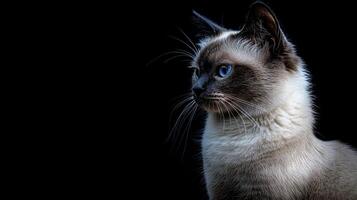 Balinese cat isolated on black background photo