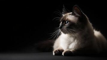 Balinese cat isolated on black background photo