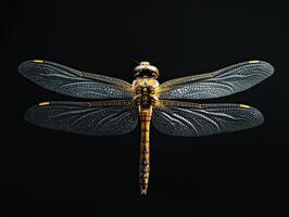 Dragonfly isolated on black background photo