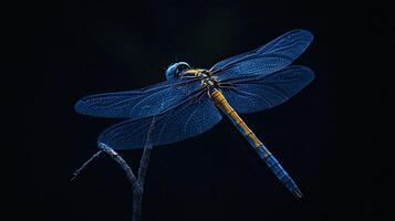 Dragonfly isolated on black background photo