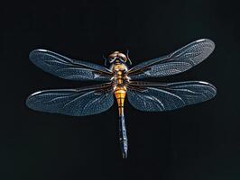 Dragonfly isolated on black background photo