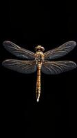 Dragonfly isolated on black background photo