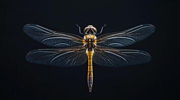 Dragonfly isolated on black background photo