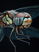 Dragonfly isolated on black background photo