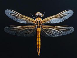 Dragonfly isolated on black background photo