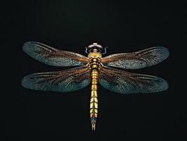 Dragonfly isolated on black background photo
