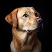 Labrador Retriever dog isolated on black background photo