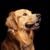 Golden Retriever dog isolated on black background photo