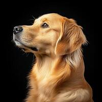Golden Retriever dog isolated on black background photo