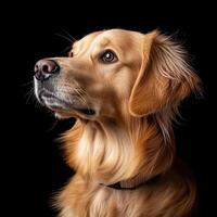 Golden Retriever dog isolated on black background photo