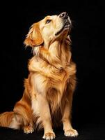 Golden Retriever dog isolated on black background photo