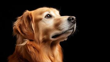 Golden Retriever dog isolated on black background photo