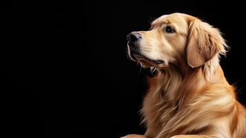 Golden Retriever dog isolated on black background photo